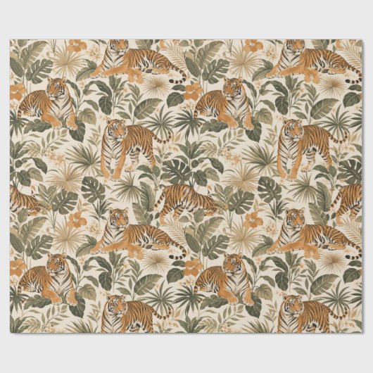 Tropisch Tijger Botanisch Inpakpapier (Vlak)