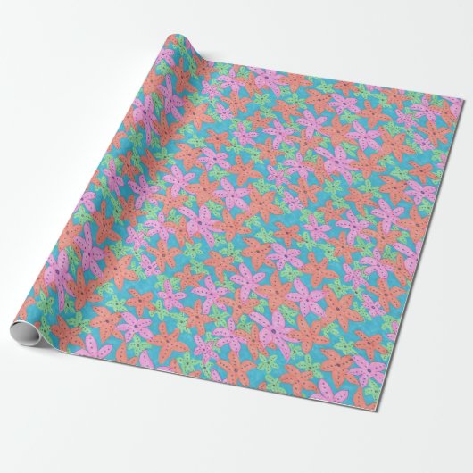 Tropisch toneelpatroon cadeaupapier (Uitgerold)