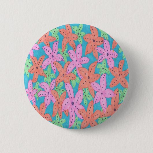 Tropisch toneelpatroon ronde button 5,7 cm (Voorkant)