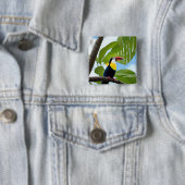 Tropisch toucan in een boom vierkante button 5,1 cm (In situ)