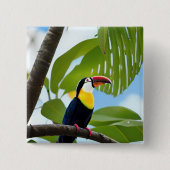 Tropisch toucan in een boom vierkante button 5,1 cm (Voorkant)