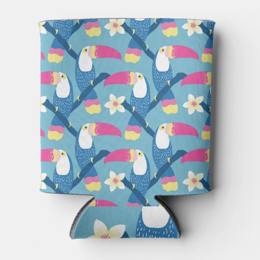 Tropisch toucan: levendig bloemenpatroon. blikjeskoeler (Voorkant)