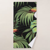 Tropisch  toucan, palmbladeren, bloemnaadloos badhanddoek (Badhanddoek)