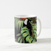Tropisch  toucan, palmbladeren, bloemnaadloos koffiemok (Voorkant rechts)