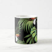 Tropisch  toucan, palmbladeren, bloemnaadloos koffiemok (Center)