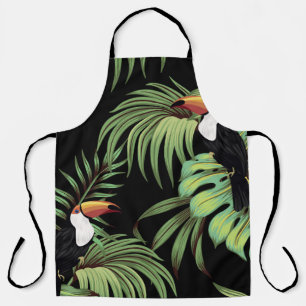 Tropisch toucan, palmbladeren, bloemnaadloos schort