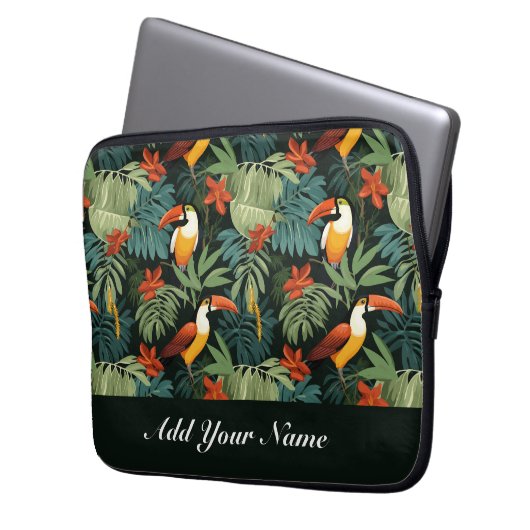 Tropisch Toucan Patroon Laptop Sleeve (Voorkant Links)