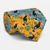 Tropisch Toucan Yellow Blue Mannen Stropdas (Opgerold)