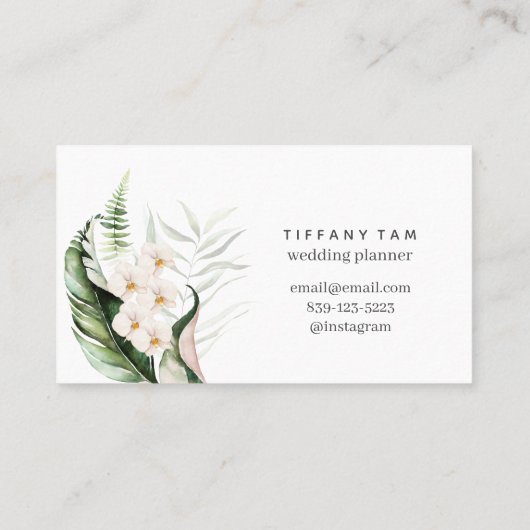 Tropisch Trendy Floral Pink Elegant Modern Chic Visitekaartje (Achterkant)