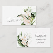 Tropisch Trendy Floral Pink Elegant Modern Chic Visitekaartje (Voorkant / Achterkant)