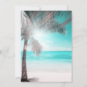 Tropisch trompisch roze Aqua Blue Beach Palm Wedde Kaart (Achterkant)