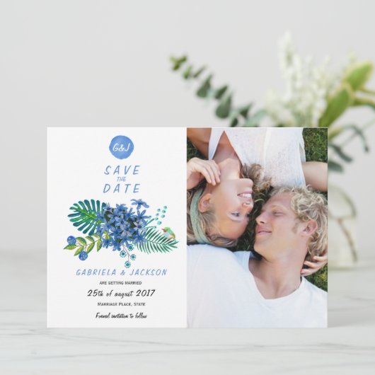 Tropisch Tropen Loof | Bewaar de Datum Fotokaart Kaart (Staand voorkant)