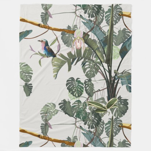 Tropisch  tropisch landschap, vogel. fleece deken (Voorkant)