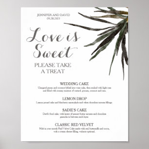Tropisch trouw dessert menu bord poster papier