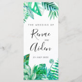 tropisch trouwmenu, tropisch menu (Achterkant)