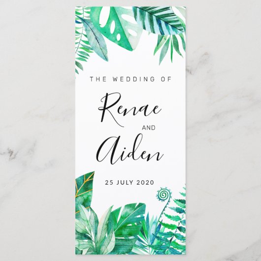 tropisch trouwmenu, tropisch menu (Achterkant)