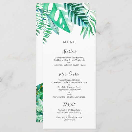 tropisch trouwmenu, tropisch menu (Voorkant / Achterkant)