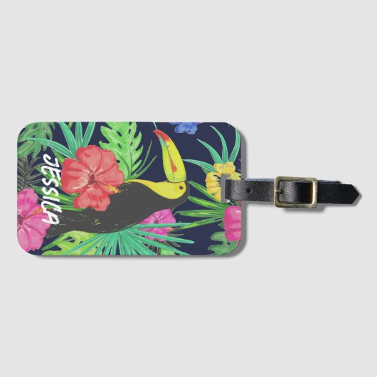 Tropisch Tucaan en laat regenwoud gepersonaliseerd Bagagelabel (Voorkant (horizontaal))