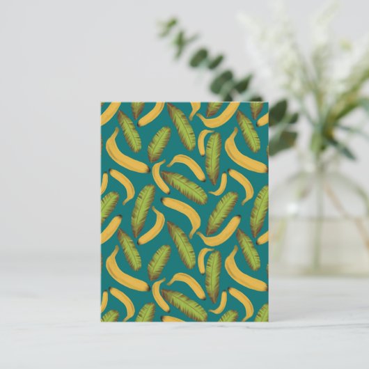Tropisch Turquoise Banana Leaf Pattern Briefkaart (Staand voorkant)