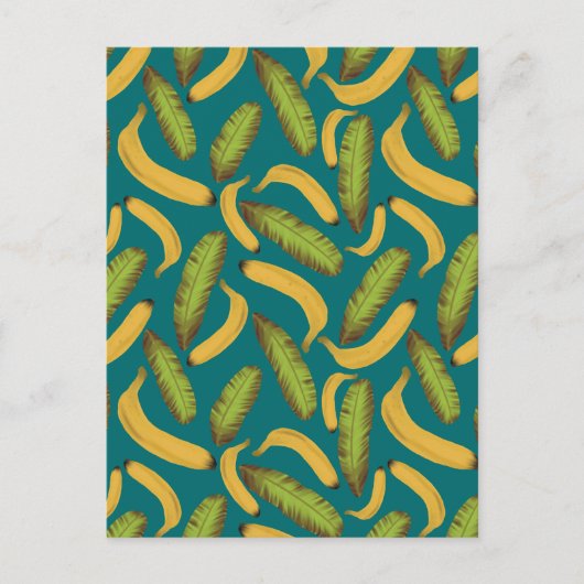 Tropisch Turquoise Banana Leaf Pattern Briefkaart (Voorkant)