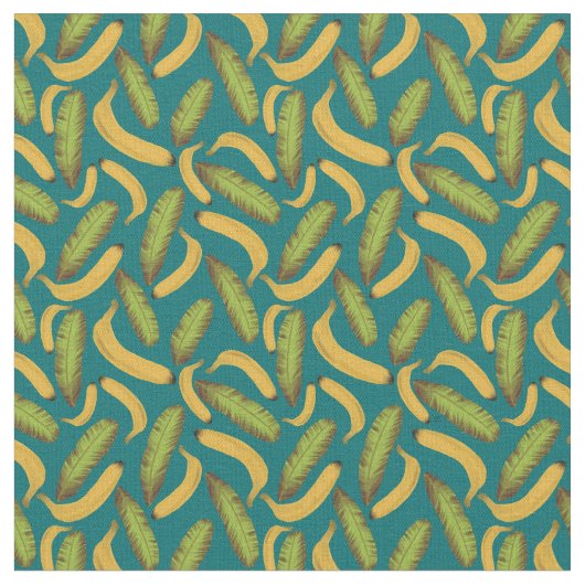 Tropisch Turquoise Banana Leaf Pattern Stof (Close Up)
