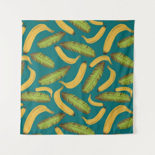 Tropisch Turquoise Banana Leaf Pattern Wandkleed (Voorkant (horizontaal))