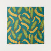 Tropisch Turquoise Banana Leaf Pattern Wandkleed (Voorkant)