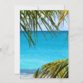 Tropisch Turquoise Beach Wedding with Palm Frondin Kaart (Achterkant)