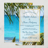 Tropisch Turquoise Beach Wedding with Palm Frondin Kaart (Voorkant / Achterkant)