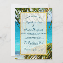 Tropisch Turquoise Beach Wedding with Palm Frondin Kaart
