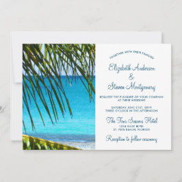 Tropisch Turquoise Beach Wedding with Palm Frondin Kaart