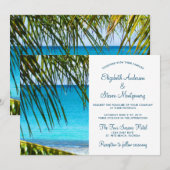 Tropisch Turquoise Beach Wedding with Palm Frondin Kaart (Voorkant / Achterkant)