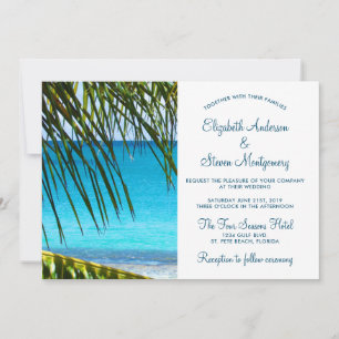 Tropisch Turquoise Beach Wedding with Palm Frondin Kaart