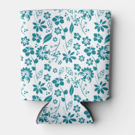 Tropisch Turquoise Blauwgroen Blue Floral Pattern Blikjeskoeler