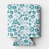 Tropisch Turquoise Blauwgroen Blue Floral Pattern Blikjeskoeler (Achterkant)