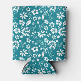 Tropisch Turquoise Blauwgroen Blue Floral Pattern Blikjeskoeler
