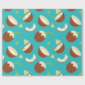 Tropisch Turquoise Coconut Pattern Cute Summer Cadeaupapier (Vlak)