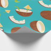 Tropisch Turquoise Coconut Pattern Cute Summer Cadeaupapier (Hoek)