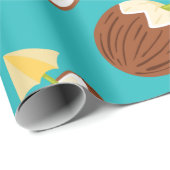 Tropisch Turquoise Coconut Pattern Cute Summer Cadeaupapier (Rol Hoek)