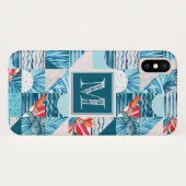 Tropisch Turquoise Geometrisch Abstract Patroon Case-Mate iPhone Case (Achterkant (horizontaal))
