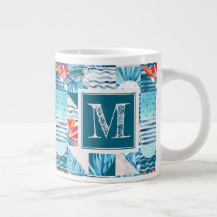 Tropisch turquoise geometrisch abstract patroon grote koffiekop