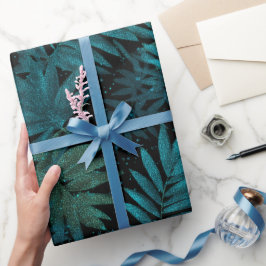 Tropisch Turquoise Glitter Blau Patroon Cadeaupapier