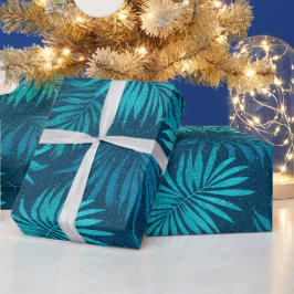 Tropisch Turquoise Glitter Blau Patroon Cadeaupapier