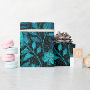 Tropisch Turquoise Glitter Blau Patroon Cadeaupapier