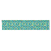 Tropisch Turquoise Hibiscus Bloem Patroon Korte Tafelloper (Horizontaal)
