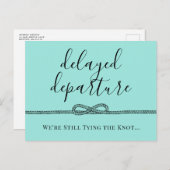 Tropisch Turquoise Knoop Uitgestelde Trouwdatum Aankondigingskaart (Voorkant / Achterkant)