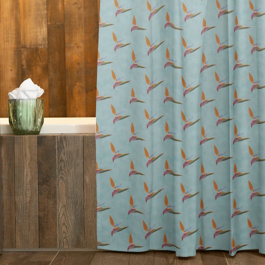 Tropisch Turquoise Moderne Vogel van Paradijs Hand Douchegordijn
