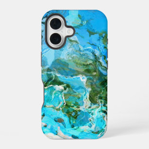 Tropisch Turquoise Oceaanblauw & Zeewiergroen iPhone 16 Hoesje