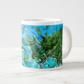 Tropisch Turquoise Ocean Blue & Seaweed Green Grote Koffiekop (Voorkant rechts)