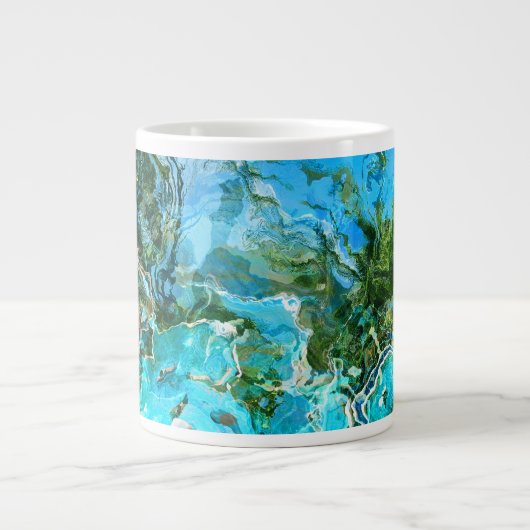 Tropisch Turquoise Ocean Blue & Seaweed Green Grote Koffiekop (Voorkant)